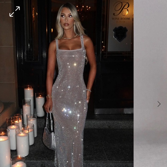 PETRA MAXI DRESS - SILVER - Picture 1 of 6